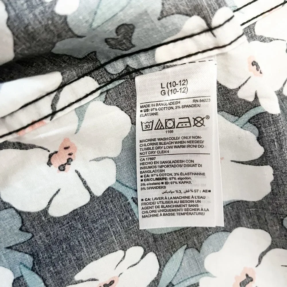 Old Navy Boys Built in Flex Floral Multicolor Casual Button Down L 10-12